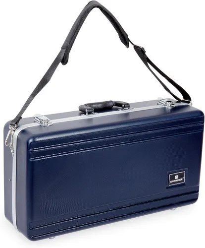 Vista 11 de Crossrock Funda para saxofón alto de ABS – Textura de diamante azul rectangular, interior de terciopelo azul profundo, cerradura de seguridad