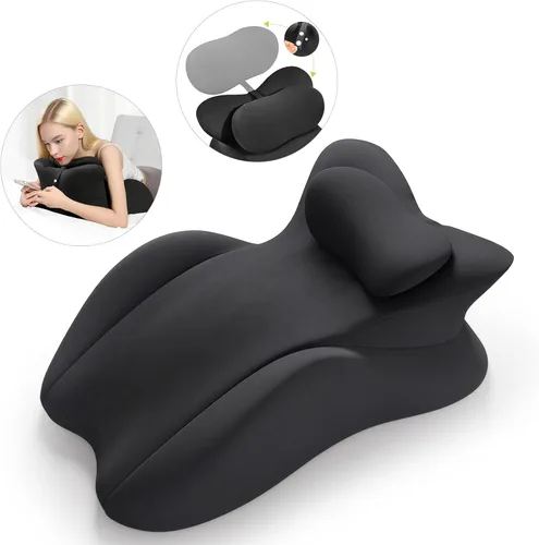 Vista 9 de cjc Almohada de cuña de espuma viscoelástica para adultos, almohada de cama con soporte multiposición y funda extraíble para dormir, sentarse, boca