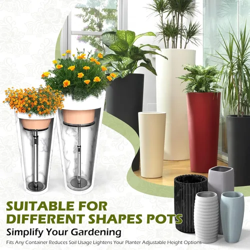 Vista 2 de Elevadores de plantas ajustables de 11 a 17 pulgadas para maceta interior, 1 juego de elevadores de plantas para macetas al aire libre, inserto