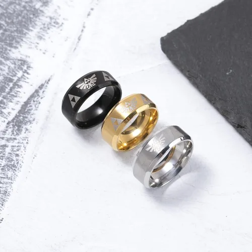 Vista 4 de Winssigma Anillo trifuerza de la leyenda de Zelda, collar con símbolo de Zelda, joyería de cosplay para fanáticos, Metal, No es una piedra preciosa