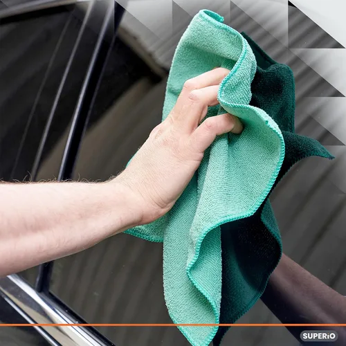 Vista 3 de Superio Paños de limpieza de microfibra, paquete de 4 (2 amarillas y 2 verdes), toallas absorbentes sin pelusa para automóviles, cocina, baño