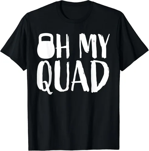 Vista 2 de Funny Workout Quadriceps Muscles Kettlebell I Oh My Quad Camiseta, Negro, S