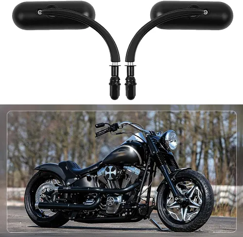 Vista 11 de Espejos de motocicleta en forma de murciélago negro, espejos retrovisores de motocicleta actualizados compatibles con Harley Road King, Sportster