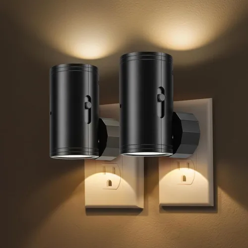 Vista 10 de Luz nocturna LED enchufable, luces nocturnas enchufables a la pared, sensor de atardecer a amanecer, brillo ajustable de 5-300 lúmenes, 2700 K