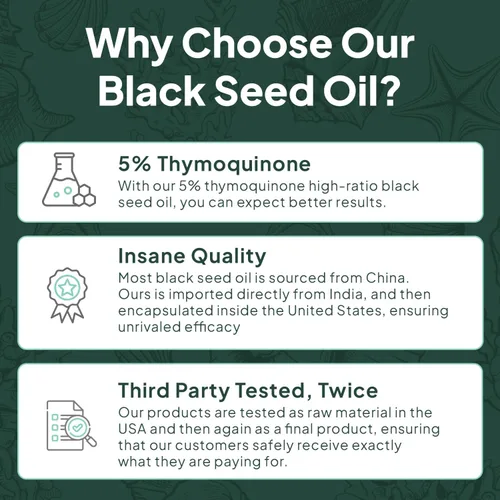 Vista 5 de Organics Ocean Better Black Seed Oil prensado en frío, aceite puro de nigella sativa para apoyo inmunológico, 5% de timoquinona, apoya la memoria