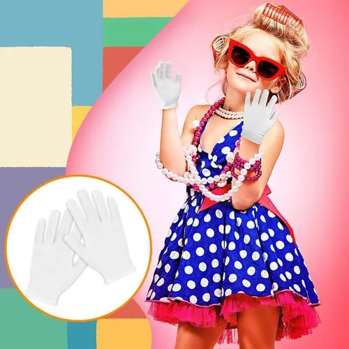 Vista 3 de NZKNP White Kids Cotton Gloves,Costume Girls Boys kids Gloves For Halloween,(4 Pairs) Kids White Cotton Gloves For Party