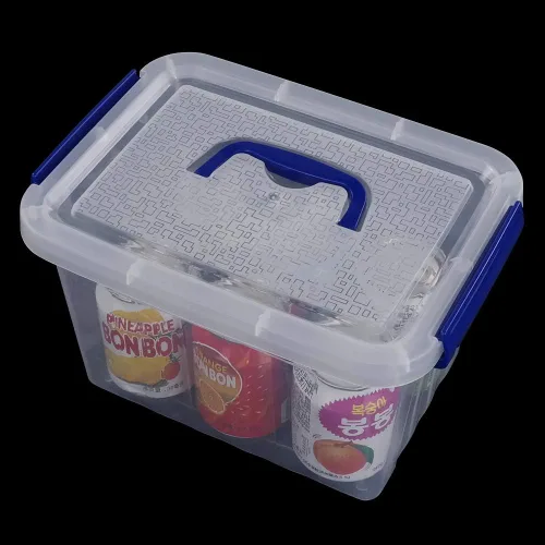 Vista 5 de Pekky Caja de almacenamiento de plástico con mango pequeño, contenedores de plástico transparente de 6 cuartos de galón, paquete de 6