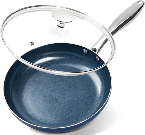Vista 10 de MICHELANGELO - Sartén pequeña para freír - Sartén antiadherente de 8 pulgadas con tapa, sartén de tortilla no tóxica con mango de acero inoxidable