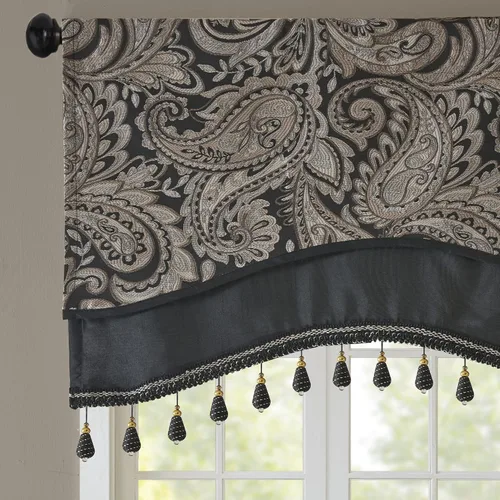 Vista 3 de Madison Park Cortina jacquard de paisley de seda sintética, con bolsillo para barra con forro de privacidad para sala de estar, cocina, dormitorio