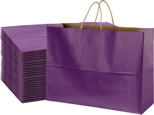Vista 9 de BLEWINDZ 70 bolsas de papel grandes con asas, 16 x 6 x 12 pulgadas, bolsas de compras de papel multicolor para pequeñas empresas, bolsa de regalo 10