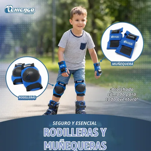 Vista 4 de Chicago Inline Training Roller Skates with Protective Gear for Kids – Durable, Top Performance Roller Blades, Wrist Guards, Kneepads & Backpack