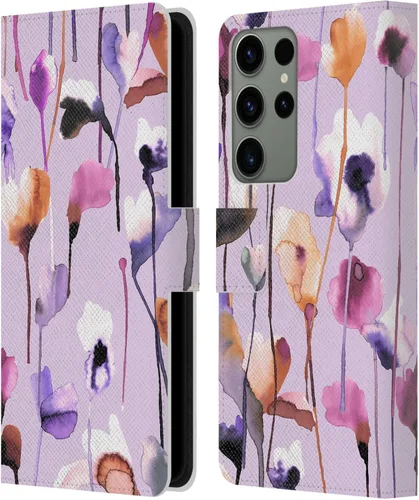 Vista 90 de Head Case Designs Officially Licensed Ninola Abstract Poppies Lilac Floral Leather Wallet Case Compatible with Samsung Galaxy A07 4G