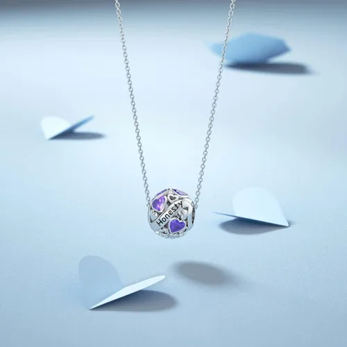 Vista 3 de DALARAN Dijes de piedra natal para pulsera de plata de ley 925 con cuentas de corazón de feliz cumpleaños para mujer
