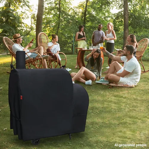 Vista 7 de Cubierta de parrilla al aire libre para parrilla de carbón Royal Gourmet CC1830FC Barrel, cubierta impermeable de 46" 600D resistente para barbacoa