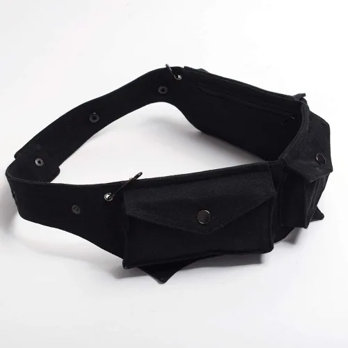 Vista 6 de GRACEART Burning Man - Cinturón de lona de algodón Steampunk Travel Utility Belt Ren Faire, Negro