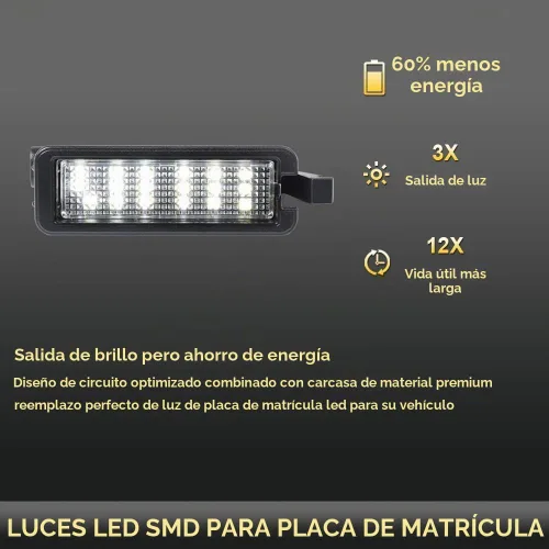 Vista 2 de Gempro Lámparas LED para placa de matrícula para Dodge Charger Challenger Pacifica Jeep Compass Chrysler 300 2015-2022, 6000 K, blanco, 1 unidad