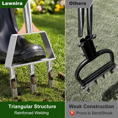 Vista 11 de Lawn Aerator Tool with Non-Clogging Hollow Tines for Clay Soil - Yellow