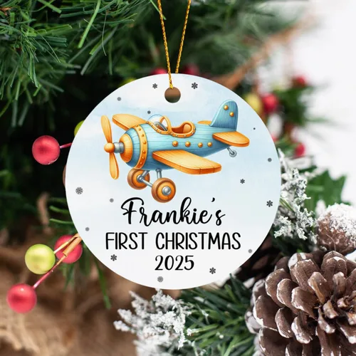Vista 3 de Adorno de Navidad para bebé de avión, adorno personalizado para bebé niña niño Navidad 2026, regalo para papá recién nacido, mamá recién nacida
