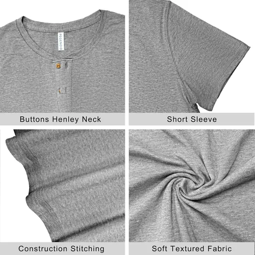 Vista 6 de PEGENO Camisetas de algodón de manga corta con solapa frontal casual para hombre