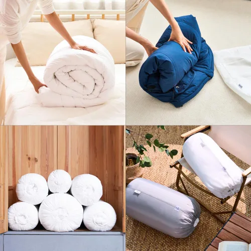Vista 8 de Roll&Stack - Organizador de bolsas de almacenamiento, S (20 L) x 2, rosa, perfecto para edredones, mantas, ropa de cama, ropa voluminosa y chaquetas