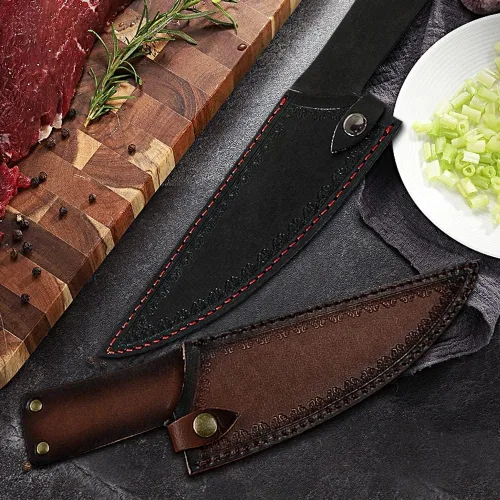 Vista 8 de DONGKER Funda para cuchillo, soporte vertical recto de cuero de 8 pulgadas para cuchillo de chef de cocina de 8 pulgadas