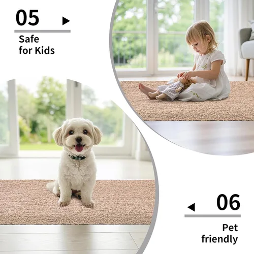 Vista 6 de Disolla - Alfombra antideslizante pequeña y esponjosa para el suelo del baño, lavable, afelpada, para ducha, absorbente, color beige, 17 x 24