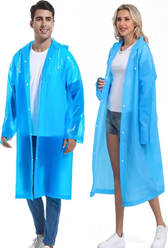 Vista 132 de 2 abrigos de lluvia de Borogo para adultos, chaquetas de lluvia reutilizables para hombres y mujeres