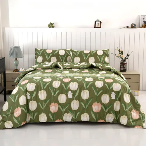 Vista 8 de SDIII - Juego de edredón de 3 piezas, tamaño twin, floral azul, de microfibra suave y ligera, edredón floral azul, juego de ropa de cama vintage