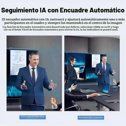 Vista 2 de TOALLIN Cámara web 4K AI con WDR, corrección automática de luz, seguimiento de IA con marco automático, enfoque automático, zoom digital ajustable