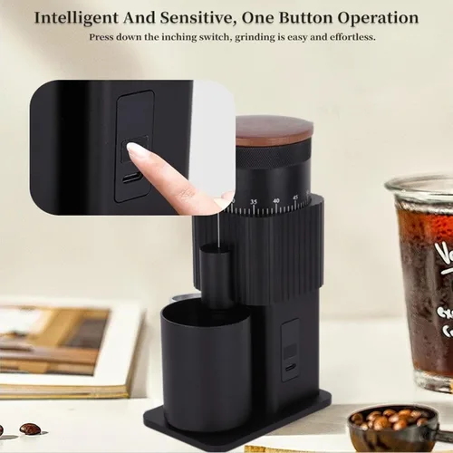 Vista 7 de Molinillo de café eléctrico recargable de acero inoxidable rebaba ajustable regalo portátil Navidad USB recargable