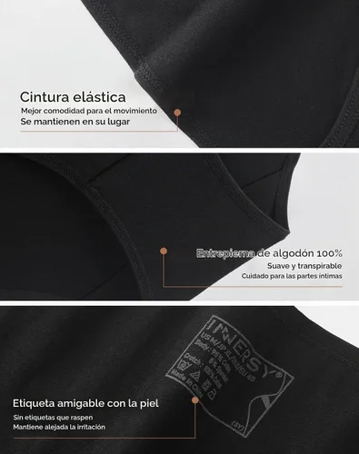 Vista 5 de INNERSY - Ropa interior de mujer de algodón estilo hipster, tallas regular y extra grande, paquete de 6 unidades Resplandor