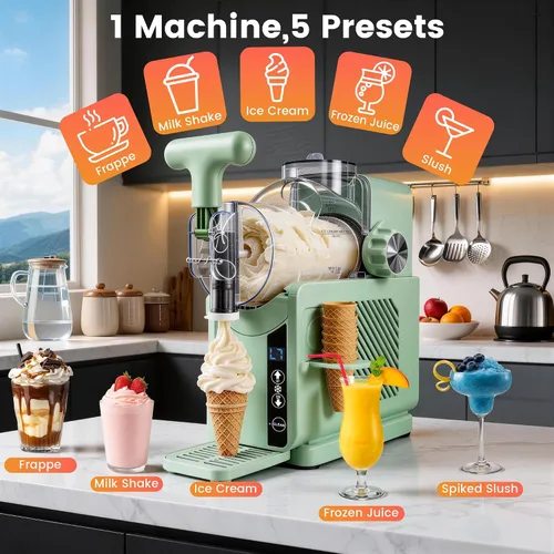 Vista 4 de Slushie Machine, iceBlue 2-in-1 Ice Cream Maker with 5 Presets - Green