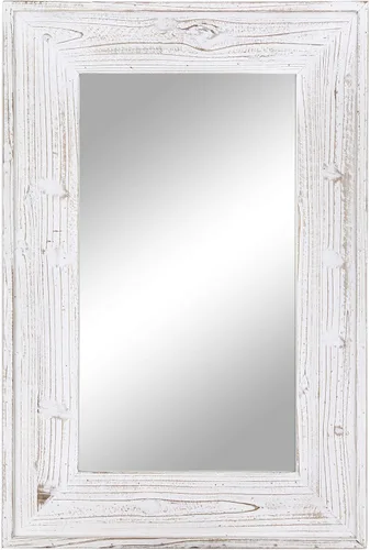 Vista 9 de Espejo de tocador de baño con marco de madera para montaje en pared, espejo rústico rectangular horizontal/vertical para sobre lavabo, dormitorio
