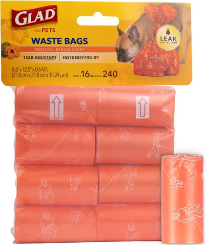 Vista 15 de Bolsas perfumadas para residuos de Glad para mascotas, bolsas de recogida de caca de mascotas resistentes a roturas con protección contra fugas