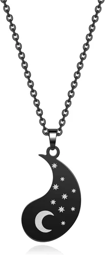 Vista 4 de PiercingJ Collar de mejor amigo a juego para parejas, colgante de acero inoxidable, joyería Yin Yang, regalos para mujeres y hombres
