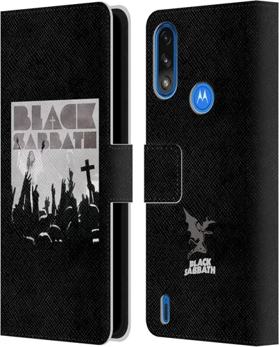 Vista 9 de Head Case Designs Officially Licensed Black Sabbath Red Logo Key Art Leather Book Wallet Case Cover Compatible with Moto E7 Power/Moto E7i Power