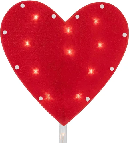 Vista 5 de Marcador de camino para el día de San Valentín, 4 unidades, diseño de corazón rojo, luces transparentes