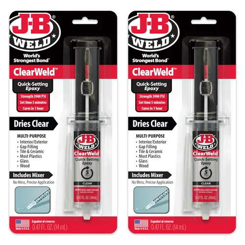 Vista 7 de J-B Weld ClearWeld - Epoxi de 5 minutos, transparente, 0.5 fl oz con mezclador estático, (50114H)