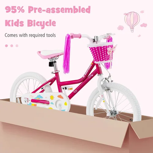 Vista 4 de BABY JOY Bicicleta para niñas, 12 pulgadas, 14 pulgadas, 16 pulgadas, 18 pulgadas, bicicleta para niños de 3 a 8 años con ruedas de entrenamiento