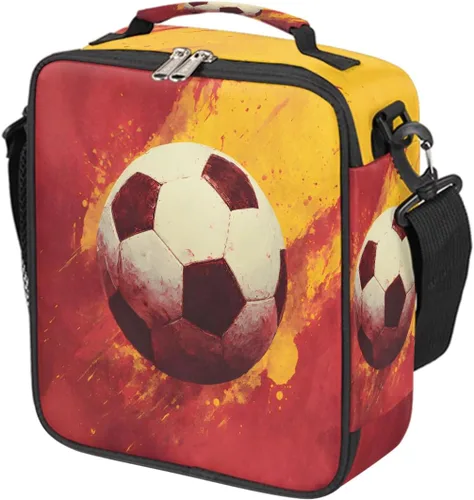 Vista 43 de Pardick Divertida bolsa de almuerzo aislada con calavera de fuego para adolescentes y niños, lonchera portátil reutilizable con correa