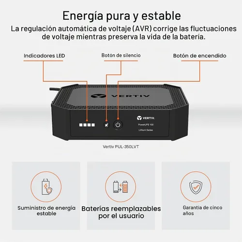 Vista 3 de Vertiv Liebert PowerUPS 100 PUL-350LVT - Batería de reserva de batería