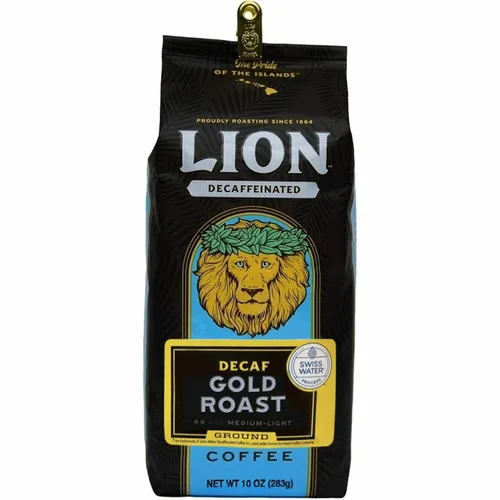 Vista 2 de Lion Coffee, Swiss Water DECAF, tostado dorado, molido, bolsa de 10 onzas (paquete de tres)
