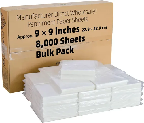 Vista 18 de Cuadrados de papel pergamino pequeños comerciales de 4 x 4 pulgadas (43,200 hojas), sin blanquear, antiadherentes, precortados, para envoltorios