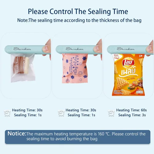 Vista 6 de Mini Sellador de Bolsas de Chips - Sellador de Calor Portátil Pequeño, Sellador de Cocina Reutilizable de Mano para Almacenamiento de Alimentos
