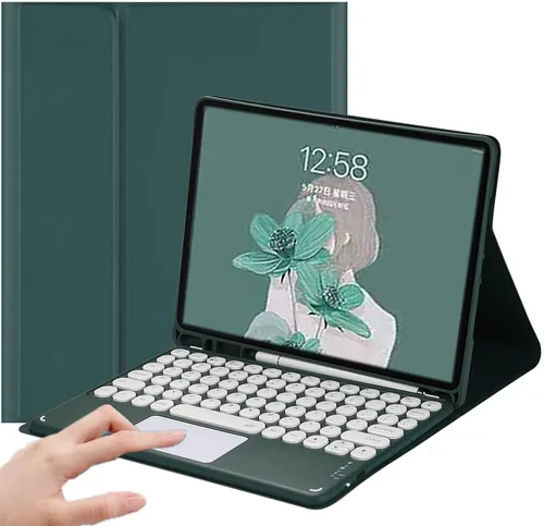 Vista 23 de Funda de teclado para iPad Mini - Funda de piel delgada con teclado desmontable Touchpad, soporte para lápices, color verde menta