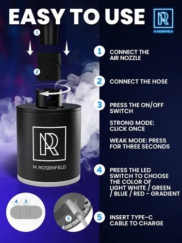 Vista 9 de Bomba de arranque de cachimba - Bomba de cachimba con batería recargable de 1300 mAh - Ventilador eléctrico portátil de cachimba y arrancador