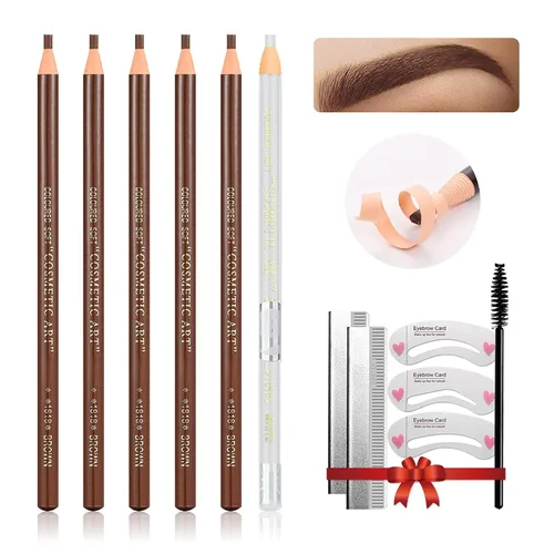 Vista 12 de Set de Lápiz de Cejas Impermeable, Lápiz de Cejas con Cordón de Tirar y Desmontable, Kit de Suministros de Microblading, Lápiz de Línea de Ojos