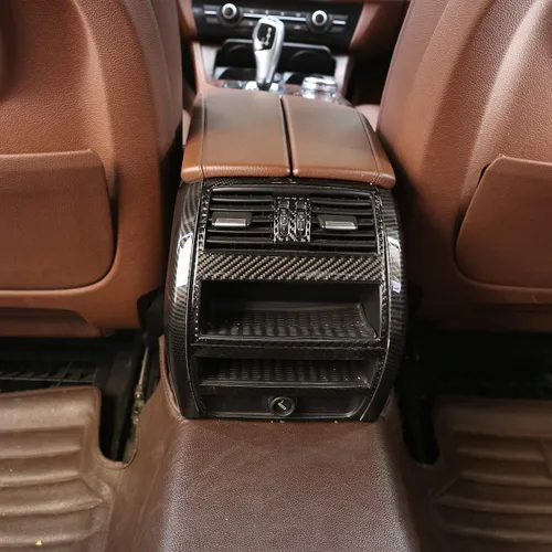 Vista 3 de YIWANG ABS fila trasera aire acondicionado salida lado decoración tiras ajuste 2 unids para BMW Serie 5 F10 520 525 2011-2017 Auto Accesorios