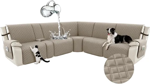 Vista 10 de Arfntevss Fundas para sofá seccional reclinable para sofá seccional en forma de L, funda antideslizante lavable para sofá reclinable con forma de L