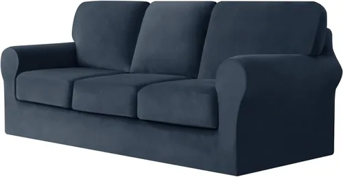 Vista 59 de UNBBRRL Fundas de sofá de 3 piezas para sofá, funda de terciopelo elástico para sillón con 1 funda de cojín de asiento y 1 funda de respaldo